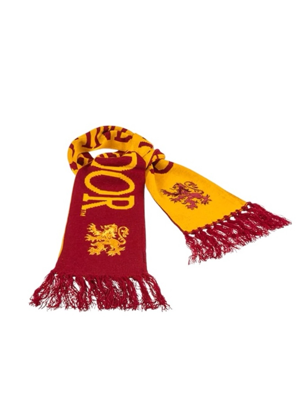 Bold Red and Yellow Knit Logo Scarf
